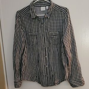 BP Black and White Plaid Casual Shirt Light Flannel